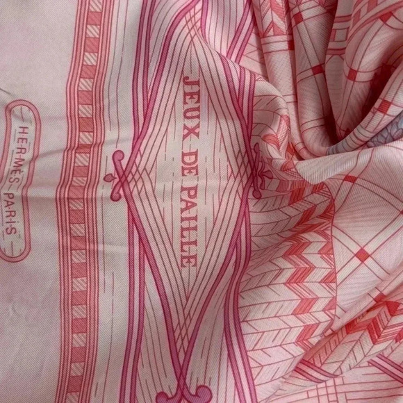 Hermes Carre 90 Jeux De Paille Scarf Pink - Picture 5 of 17
